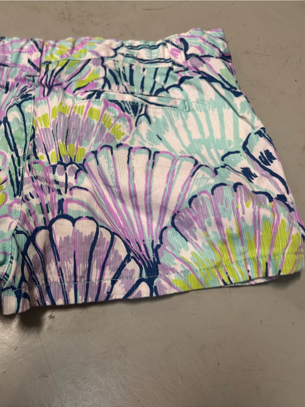 Lilly Pulitzer Pastel Seashell Print Shorts in Turquoise, Lilac & Navy